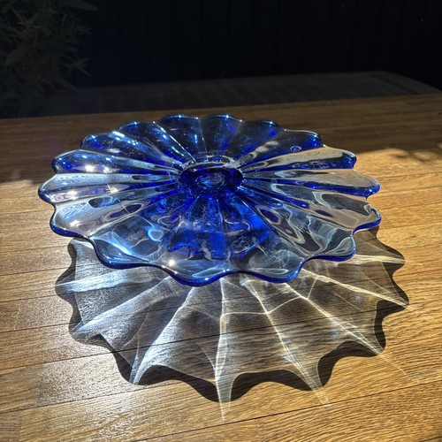 Large vintage blue art - large, glass