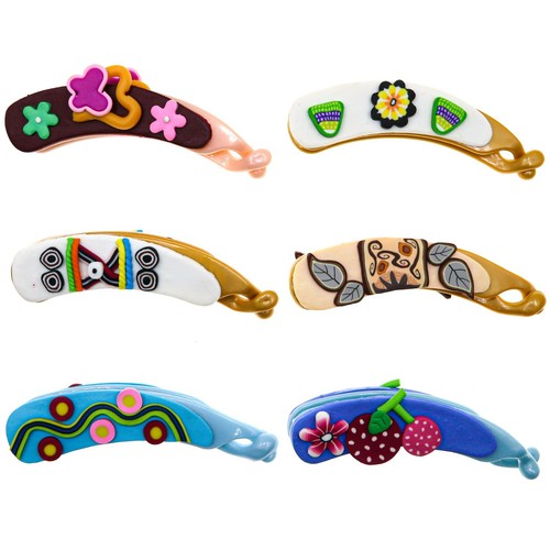 Assorted banana hair clips - assorted,