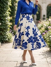 Zara Blue Midi Skirt Size L