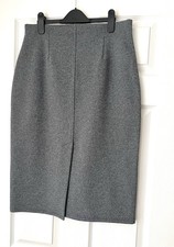 Berkertex Pencil Front Split Midi Skirt Grey Elastic Waist Size UK 12