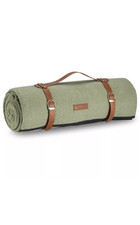 Picnic Blanket, 8 Person Large Waterproof Green Herringbone Picnic Rug - VonShef