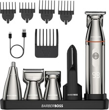 BarberBoss Beard Trimmer & Hair Clipper, All in One Men’s Grooming Kit, QR-6010