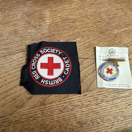 Vintage red cross cloth badge - vintage,