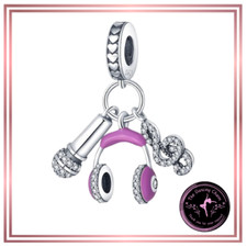 🩷S925 Silver Diamante Music Charm - Earphones - Microphone - Music Note🩷