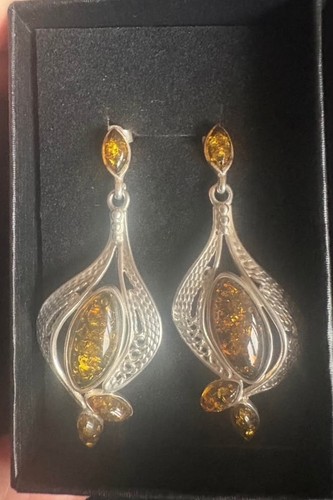 Sterling silver amber - silver,