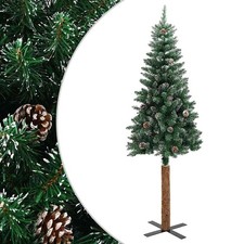 Christmas Tree with Real Wood and White Snow Pine Cones Green Xmas Tree Holiday
