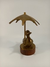 Brass Duck Holding Umbrella