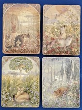 Royal Worcester  Lesley Anne Ivory Rectangle Cat Plates, set of 4.