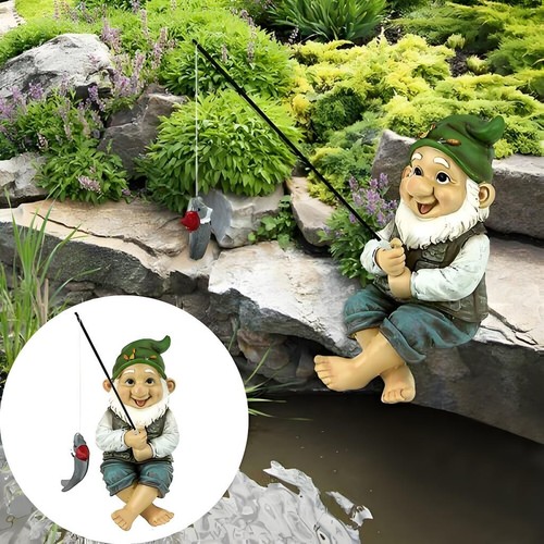 Garden gnome fishing - gnome, rod