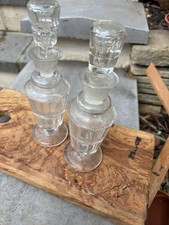 A Pair of Vintage Glass Perfume Bottles with Stoppers Made In England 1960s