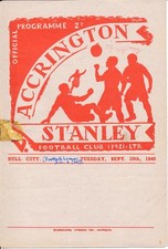 Accrington Stanley v Hull City 1948/1949 - Football Programme
