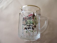 Vintage miniature glass tankard made in Italy hunting scene