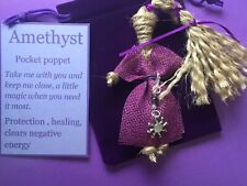Pocket Poppet Kitchen Witch Purple  Good Luck Protection Companion Amethyst