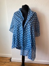 Peony 100% Cotton Blue Scarf With White Polka Dots - Used