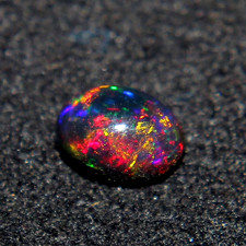 7x9 mm Natural Ethiopian Multi Fire Black Opal Oval Cabochon Gemstone