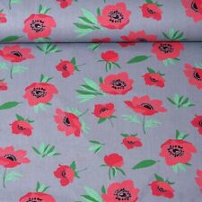 100% Cotton Fabric Red Poppy
