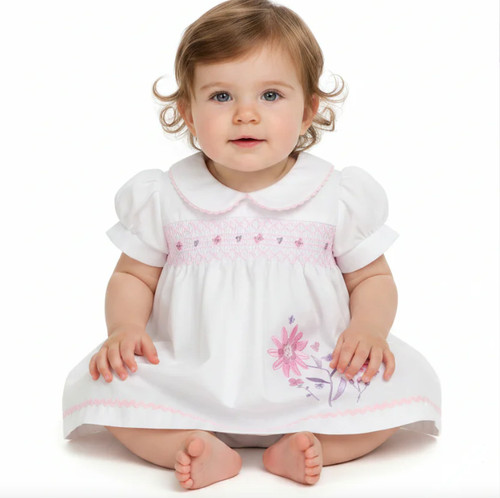 Baby girl pink dress - dress, broderie