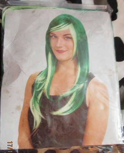 Long two tone green wig - wig, from