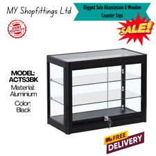 BIG SALE Black Retail Display 2 Shelf Aluminium Cabinets for Shops & Exhibitions