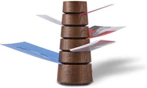 Dark oak wooden desk tidy - ,