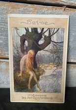 ART NOUVEAU  ERICH SCHUTZ NUDE FAIRY BY STREAM FANTASY Postcard  B.K.W.I  c1910