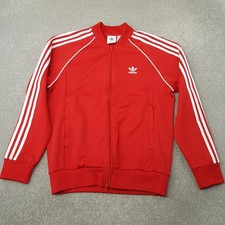 Adidas Mens Track Jacket Medium Red SST Trefoil Firebird Originals Casuals Gym