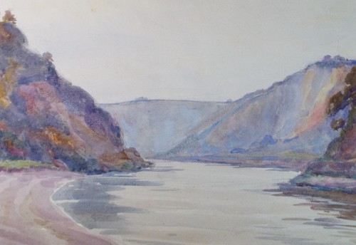 Original watercolour river - watercolour,, 'river
