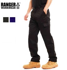 Mens Black Cargo Combat Work Trousers Work Pants Size 30 to 42 By Ranger
