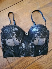 Pleasure State Silver/Black Longline Bra. Can Be Worn Strapless 34C