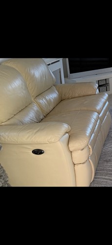 Beige leather seater - leather, 2-seater