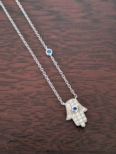 Brand New Sterling Silver Hamsa Hand/Hand of Fatima/Hand of Miriam Necklace And