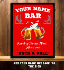 PERSONALISED  CORNISH PIRATES    RUGBY  FANS BAR SHED MAN CAVE  Metal Sign RU13