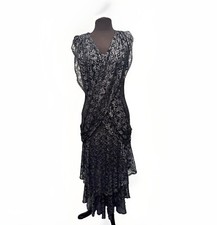 1980s style Black Silver Evening Dress Size 10-12 - Ex Hire Clothing