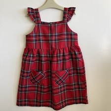 Primark Girls Dress Red Tartan Check Pockets Age 5-6 Years