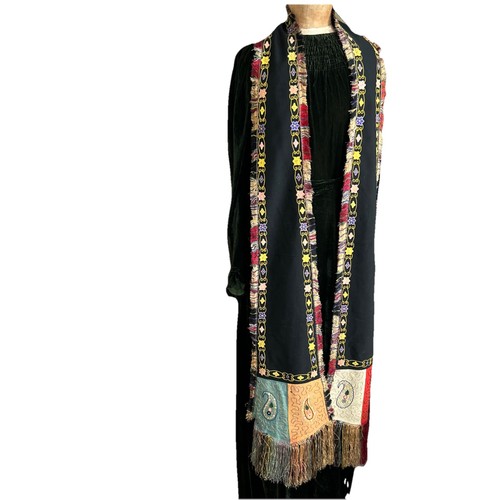 Vintage silk embroidered stole - embroidered,