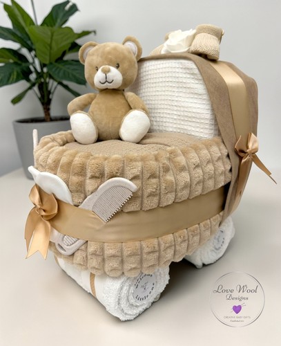 Nappy cake pram baby girl - cake, pram: