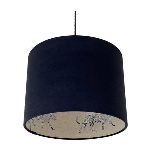 Lampshade black velvet leopard - lampshade,