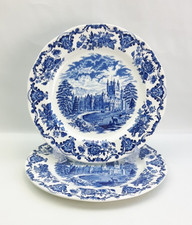 Enoch Wedgwood Royal Homes of Britain - 2x 27.5cm Dinner Plates - Blue Vintage