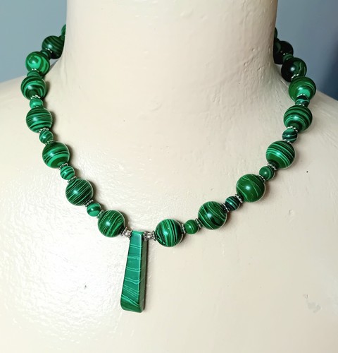 Unusual green stone beads - stone,