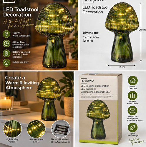 Livarno led toadstool glass - led,