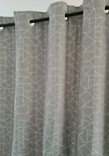 Next  Door Single Silver Linear Geo  Eyelet Lined Curtain 90x90"(228x229cm)