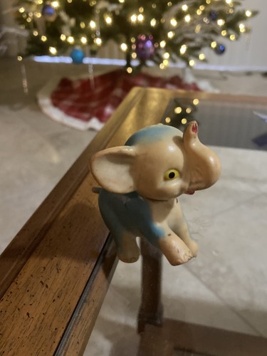 Vtg small blue elephant vinyl - blue,