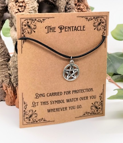 Pentacle pendant necklace - pentacle, on