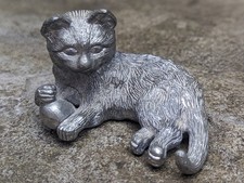 Vtg 1950's 1960's Pewter Cat