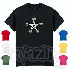 ELEMENTS PENTAGRAM UNISEX T-SHIRT -- S - 5XL - VIKING BLACK MAGIC SATAN SATANIST