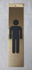 Brass Effect “Male” Toilet Sign, Self-Adhesive Backing, Aluminium, 8" x 2"