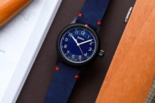 Hanhart Pioneer One Night Blue Fleiger Pilot Watch. Ex condition.Limited edition