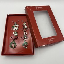 PAST TIMES Victorian Christmas Collection Set of Six Wine Charms Boxed