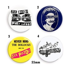 Set of 2 Sex Pistols 58mm Badges - Choice of 4 Badges