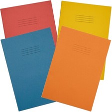 RHINO A4 Exercise Books, 80-Page / 5mm Squared, 4 Colours, 10-Pack